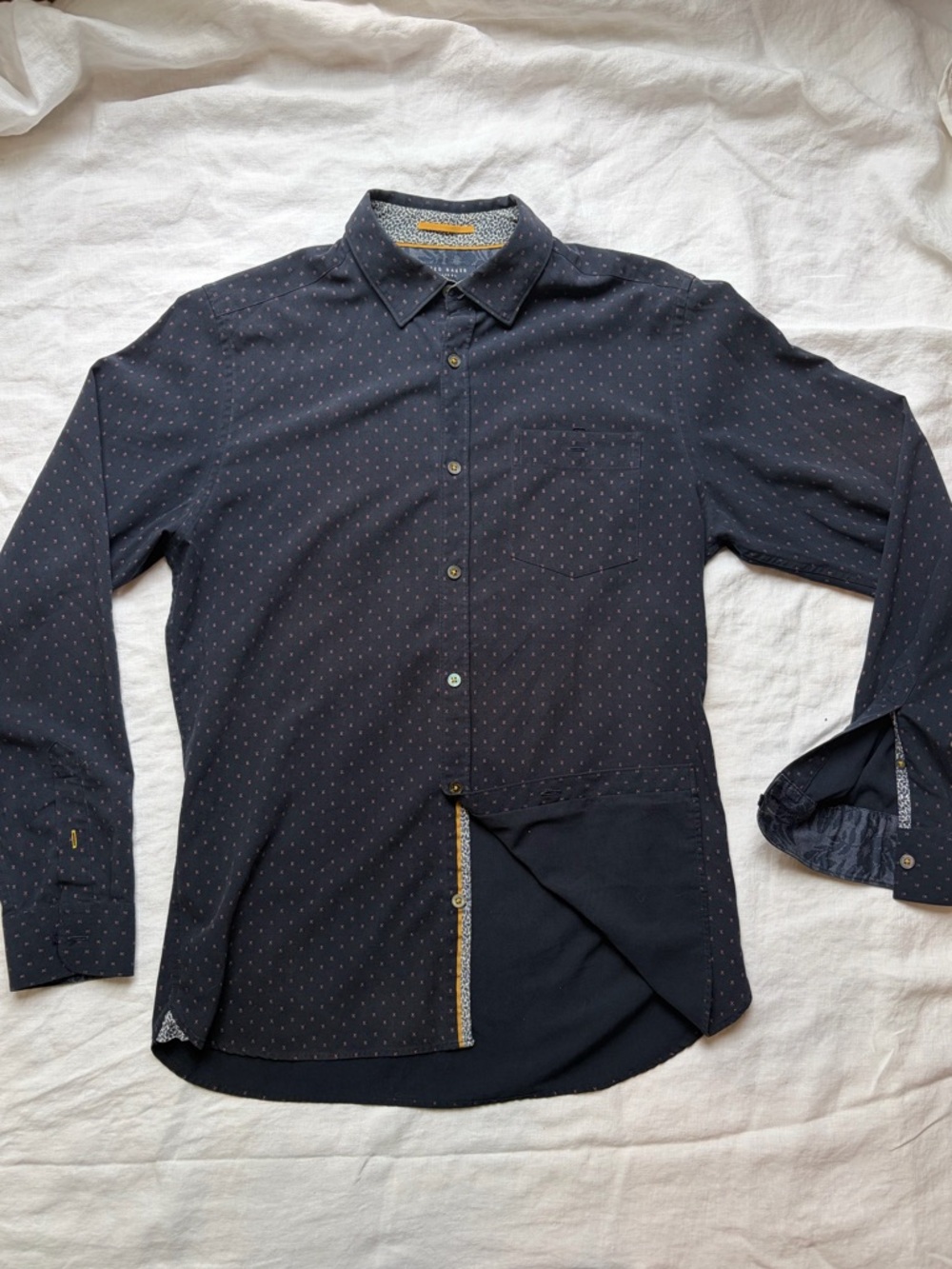 Ted Baker Navy Button-Down Shirt with Micro Dot Print